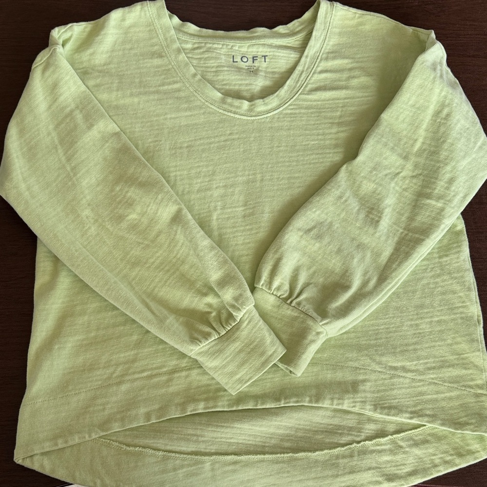 LOFT Pale Lime Long Sleeve Pullover